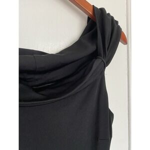David Meister Black Dress Cowl Neck Sleeveless Sheath Dress Size 12